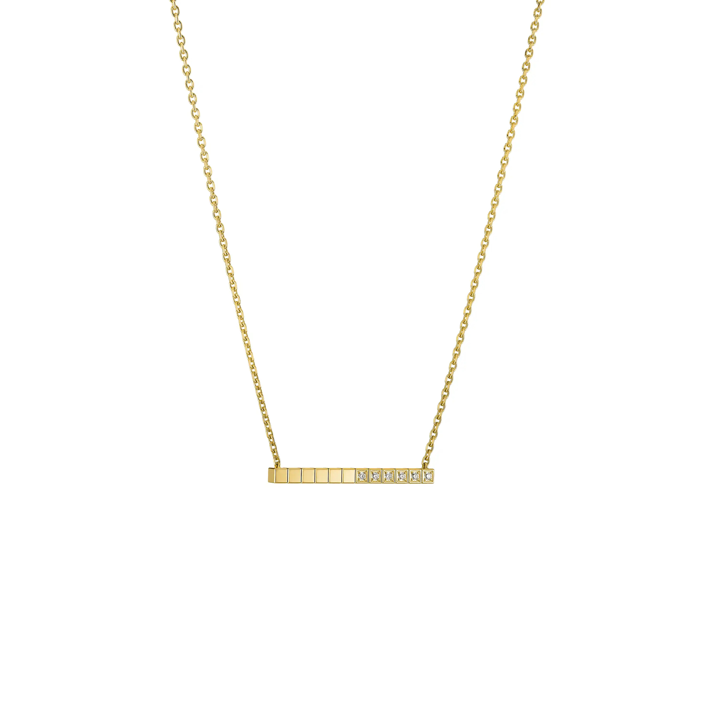 CHOPARD ICE CUBE NECKLACE, YELLOW GOLD, HALF-SET DIAMONDS 817702-0002